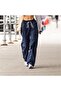 Navy Blue Elastic Waist Striped Tracksuit