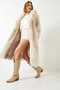 Women's Beige Long Fur Lined Coat 2614 60261064 - 2
