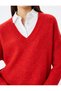 Long Sleeve V-Neck Knitwear Sweater - 5