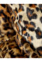 Faux Fur Jacket with Leopard Pattern, Zipper Pockets, Classic Collar - 6