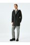 Hooded Slim Fit Zippered Faux Leather Raincoat - 3