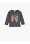 T-Shirt Long Sleeve Bow Printed Crew Neck Cotton