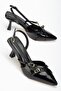 St-005 Black Patent Leather Daily 7 cm Heeled Shoes