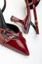 St-005 Burgundy Patent Leather Daily 7 cm Heeled Shoes - 5