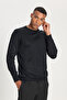 Men's Black Wool Standard Fit Regular Cut Crew Neck Knitwear Sweater