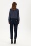 Women's Navy Blue Carrot High Waist Fit Canvas Trousers 50298545-Vr033 - 4