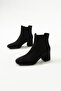 Black Suede Side Strap Waterproof Heeled Winter Boots - Women's Warm Comfort Boot Models - 7