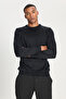 Men's Black Wool Standard Fit Regular Cut Crew Neck Knitwear Sweater - 3