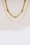 Double Row Flat Chain and Baguette Stone Stainless Steel Gold Color Women's Necklace - 4
