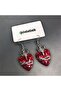 Red Cross Detailed Thorned Wire Heart Earrings - 4