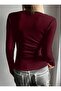 Slim Fit Long Sleeve Body with Fleece Inside for Autumn, Burgundy Winter - 4