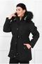 Women's Black Water Repellent Bondit Fabric Fur Hooded Large Size Coat - 2