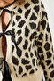 Women's Beige Leopard Patterned Knitwear Cardigan 60261086 - 5