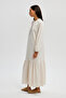 LINEN TEXTURED DRESS WITH FLUFFY SKIRT - 3