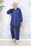 Chain Detailed Scuba Suit Indigo 4566