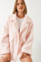 Women's Pink Double Pocket Oversize Plush Coat 1611 60261097 - 4
