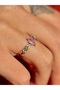Crystal Colored Stone Adjustable Women's Ring - 2
