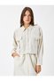 Crop Shirt with Cargo Pocket Buttons and Metal Accessories - 3