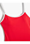 Covered Thin Strap Swimsuit with Piping Detail - 3