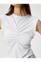 Crop Tank Top Draped Crew Neck Cotton - 5