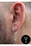 Men's Steel Jewelry Ring Dangle Lightning Model Earrings No Rusting Darkening - 7