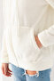Women's Ecru Long Sleeve Hooded Unlined Plush Jacket - 4