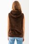 Women's Brown Hooded Sleeveless Plush Vest - 6