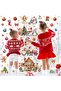 Cute Christmas Characters New Year Glass Door Wall Sticker Set - 3