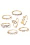 Love Aşk 7 Piece Design Gold Gold Stone Ring Set, Gift for Valentine's Day on February 14Th - 2