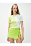 Crew Neck T-Shirt Ribbed Color Block Short Sleeve - 3