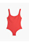 Basic Swimsuit U-Neck Strap Textured Covered - 6