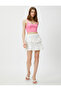 Layered Mini Skirt with Floral Embroidery - 2