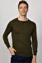 Men's Slim Fit Slim Fit Crew Neck Solid Wool Khaki Knitwear Sweater
