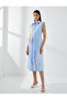 Shirt Dress Belted Pleated Buttoned Sleeveless Midi Length Cotton - 3