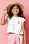 Cotton Girl's T-shirt - Antra Ecru, Pink and White Flower Printed