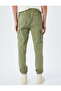 Cotton Cargo Pocket Detailed Jogger Pants with High Waist Lace-Up Waist - 4