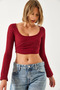 Women's Burgundy Crop Blouse 60351286 - 3