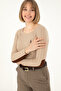 Women's Sand Melange Crew Neck Basic Sweater 50288981-Vr123 - 3
