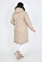 Women's Mink Baklava Pattern Puffy Quilted Large Size Coat - 2