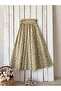 Green Floral Poplin Flared Skirt
