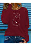    Women's Long Sleeve Crew Neck Patterned Viscose Blouse - 4