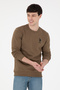 Men's Regular Fit Crew Neck Khaki Sweatshirt 50292596-Vr027
