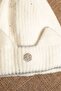 Hat Beanie with Fleece Inside White Color Snowflake New Year Ski Themed Gilded Pompom - 7