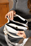 Women's Printed 3 Compartment Postman and Shoulder Bag Size: 25X25 cm White - 8