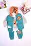 Plush Teddy Bear Patterned Hooded 3 Piece Baby Boy Set - 2