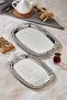 2-Piece Metal Oval Silver Presentation Tray 43X30 cm and 36X26 cm Ckr3566 - 2