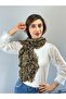 140X40 cm Ruffled Leopard Elastic Women's Scarf Shawl Brown - 2
