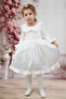 White Long Sleeve Girl's Dress with Scalloped Blouse - 2