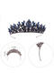 Denver Crystal Jewelled Queen Crown Bridal Henna Night Crown Crystal Jewelled Bridal Wedding Crown Navy Blue - 8