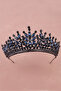 Rio Model Bridal Henna Crown Princess Crown Wedding Crystal Stone Crown Navy Blue - 2